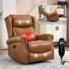 Streamdale Furniture Streamdale Leather Heat Massage Rocker Recliner, Yellow In Brown