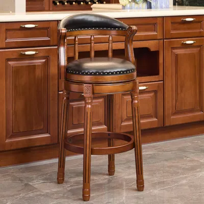 Streamdale Furniture Streamdale Leather Swivel Bar Stool 29.5" - Black In Brown