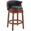Streamdale Furniture Streamdale Leather Wooden Swivel Bar Stool, 26" Seat Height (black, 1pc)