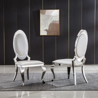 Streamdale Furniture Streamdale Leatherette Dining Chair With Oval Backrest Set Of 2