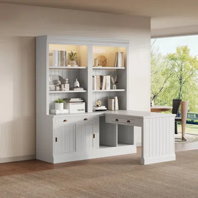 Streamdale Furniture Streamdale Led Bookcase & Desk Suite - White