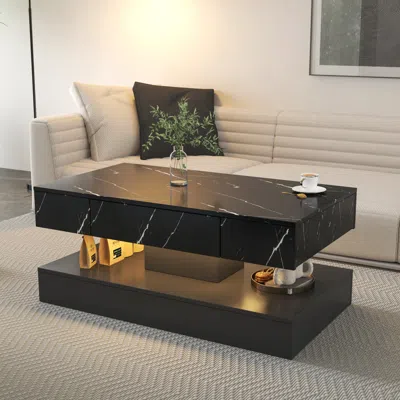Streamdale Furniture Streamdale Led Coffee Table - Modern Design, 16.93" High In Black