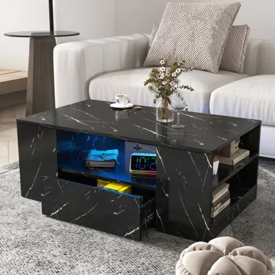 Streamdale Furniture Streamdale Led Coffee Table With Storage & Shelf