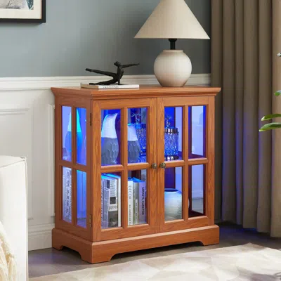 Streamdale Furniture Streamdale Led Curio Cabinet - Dark Oak