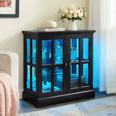 Streamdale Furniture Streamdale Led Curio Cabinet With Adjustable Shelves - Blk