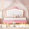 Streamdale Furniture Streamdale Led Light Upholstered Bed With Crown Headboard