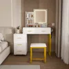 Streamdale Furniture Streamdale Led Lighted Makeup Vanity With Drawers & Metal Chair (white)