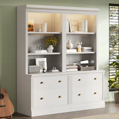 Streamdale Furniture Streamdale Led Lighted Modern Bookcase Set - White