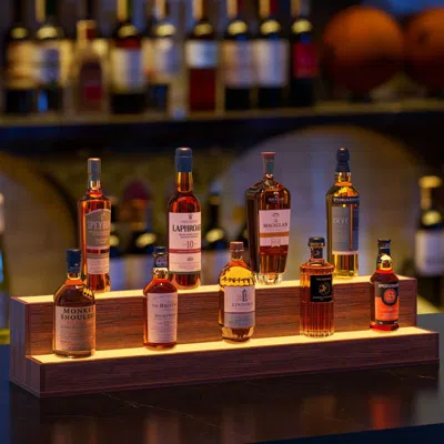 Streamdale Furniture Streamdale Led Liquor Bottle Display Shelf - 37 Inch, App & Remote, Walnut