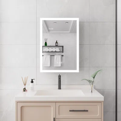 Streamdale Furniture Streamdale Led Medicine Cabinet With Defogger & Clock, 28x20