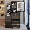 Streamdale Furniture Streamdale Led Mirror Vanity Table With Stool