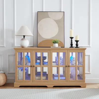 Streamdale Furniture Streamdale Led Oak Curio Cabinet With Adjustable Shelves
