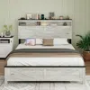 Streamdale Furniture Streamdale Led Platform Bed Frame With Charging & Storage