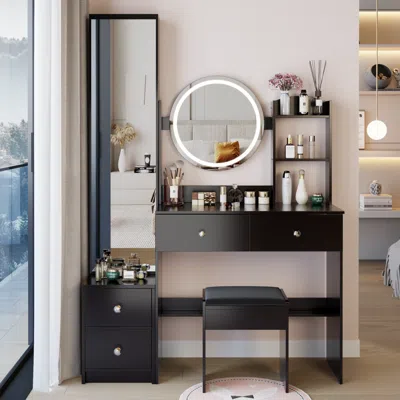 Streamdale Furniture Streamdale Led Vanity Table Set