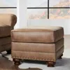 Streamdale Furniture Streamdale Leinster Faux Leather Ottoman With Antique Bronze Nailheads