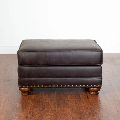 Streamdale Furniture Streamdale Leinster Faux Leather Upholstered Nailhead Ottoman