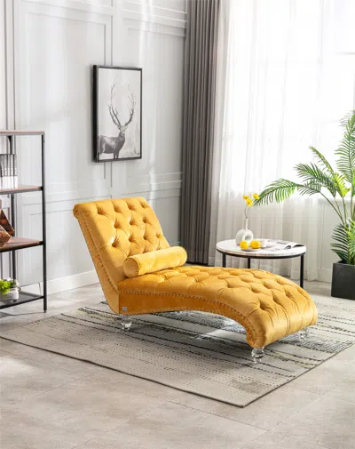 Streamdale Furniture Streamdale Leisure Concubine Sofa With Acrylic Feet In Yellow