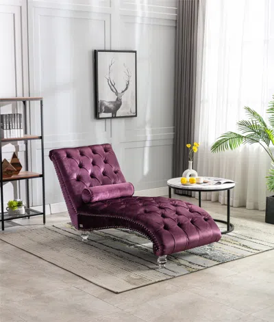 Streamdale Furniture Streamdale Leisure Concubine Sofa With Acrylic Feet In Purple