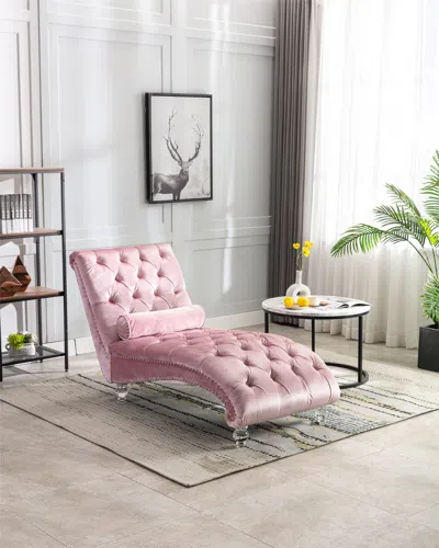 Streamdale Furniture Streamdale Leisure Concubine Sofa With Acrylic Feet In Pink