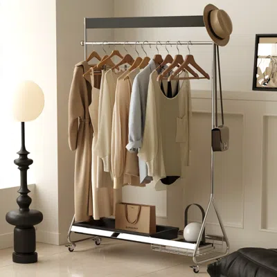 Streamdale Furniture Streamdale Leon Black Clothes & Hat Rack - Retro Bedroom Storage