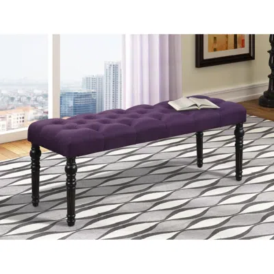 Streamdale Furniture Streamdale Leviton Fabric Tufted Turned Leg Dining Bench, Purple