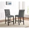 Streamdale Furniture Streamdale Leviton Solid Wood Tufted Asons Counter Height Stool, Set Of 2, Grey