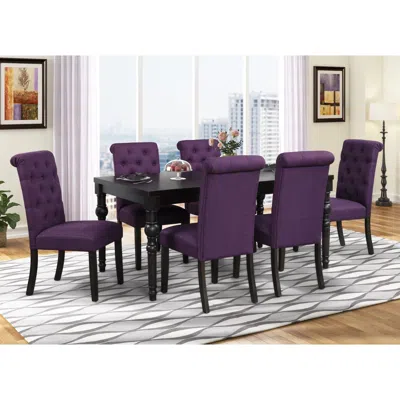 Streamdale Furniture Streamdale Leviton Urban Style Wood Dark Wash Turned-leg Dining Set: Table And 6 Chairs