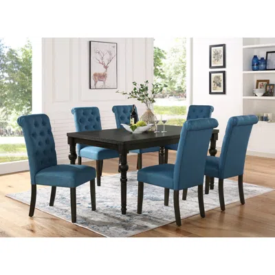Streamdale Furniture Streamdale Leviton Urban Style Wood Dark Wash Turned-leg Dining Set: Table And 6 Chairs