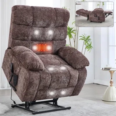 Streamdale Furniture Streamdale Lift Recliner Heat Massage Dual Motor 350 Lbs Brown