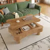 Streamdale Furniture Streamdale Lift Top Coffee Table - Fluted Panel, Hidden Storage, Light Brown