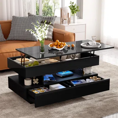 Streamdale Furniture Streamdale Lift-top Coffee Table W/ Drawers & Hidden Storage In Black