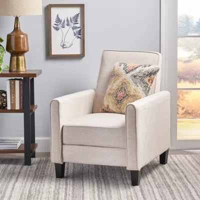 Streamdale Furniture Streamdale Light Beige Linen Push Back Chair For Elegant Home Decor