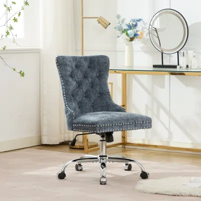 Streamdale Furniture Streamdale Light Blue Chenille Tufted Office Chair