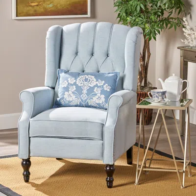 Streamdale Furniture Streamdale Light Blue Tufted Fabric Arm Chair Recliner
