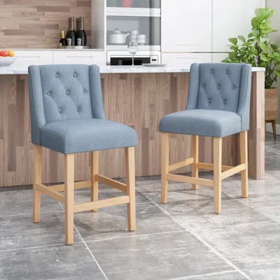 Streamdale Furniture Streamdale Light Blue Wingback Counter Stools, Set Of 2
