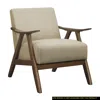 Streamdale Furniture Streamdale Light Brown Fabric Accent Chair With Walnut Finish