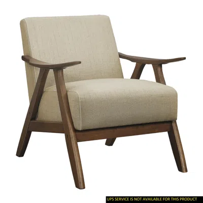 Streamdale Furniture Streamdale Light Brown Fabric Accent Chair With Walnut Finish In Gray
