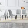 Streamdale Furniture Streamdale Light Gray Pu Dining Chairs, Black Metal Legs, Set Of 4