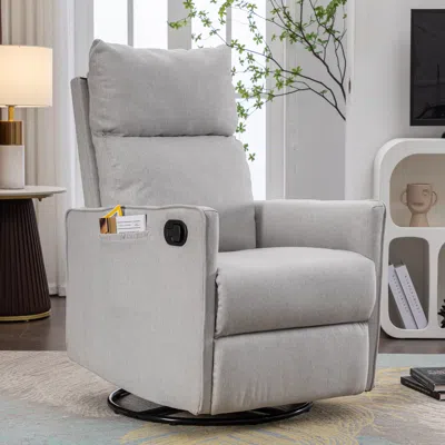 Streamdale Furniture Streamdale Light Gray Swivel Rocking Recliner For Living Room