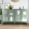 Streamdale Furniture Streamdale Light Green 4-door Glass Cabinet With Adjustable Shelf