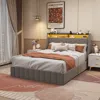 Streamdale Furniture Streamdale Light Grey Bed Frame With Led And Storage Drawers
