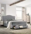Streamdale Furniture Streamdale Light Grey Twin Bed With Drawer Storage & Button Tufted Headboard
