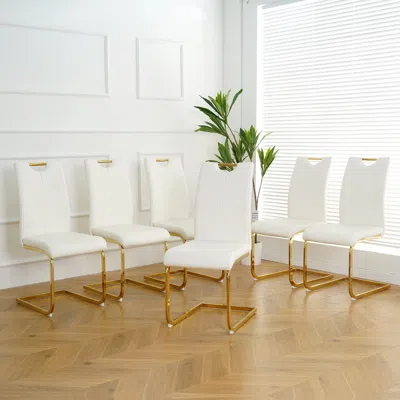 Streamdale Furniture Streamdale Light Luxury Single Dining Chair Set Of 6 With Ergonomic Design In White