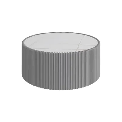 Streamdale Furniture Streamdale Light Marble Top Leather Coffee Table In Gray