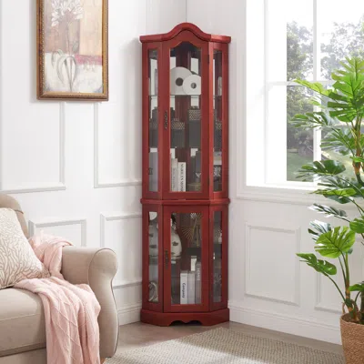 Streamdale Furniture Streamdale Lighted Cherry Corner Curio Cabinet
