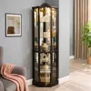 Streamdale Furniture Streamdale Lighted Corner Curio Cabinet - Black In Black