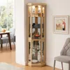 Streamdale Furniture Streamdale Lighted Corner Curio Cabinet - Display Case - Oak