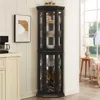 Streamdale Furniture Streamdale Lighted Corner Curio Cabinet - Glass Display - Black