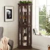 Streamdale Furniture Streamdale Lighted Corner Curio Cabinet - Glass Display - Dark Cherry