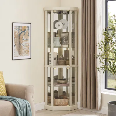 Streamdale Furniture Streamdale Lighted Corner Curio Cabinet For Living Room